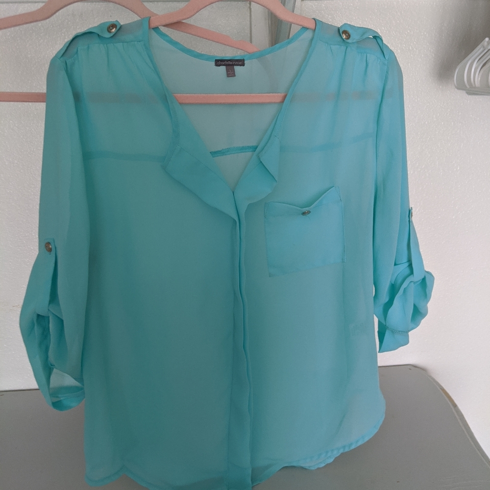 Sheer turquoise blouse